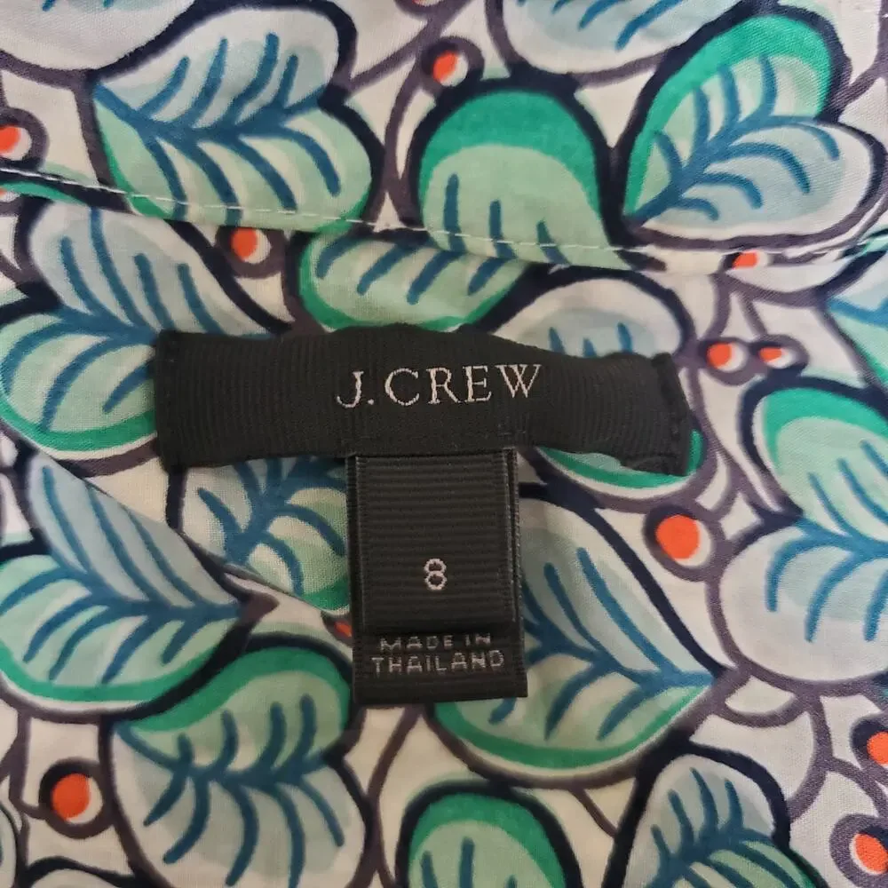 J.Crew Foliage Print Long Sleeve Blouse 8